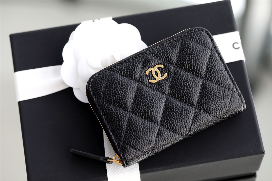 Ví Chanel Black Caviar Zipper Card Case