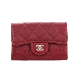 Ví Chanel Caviar Quilted Flap Card Holder Wallet Burgundy