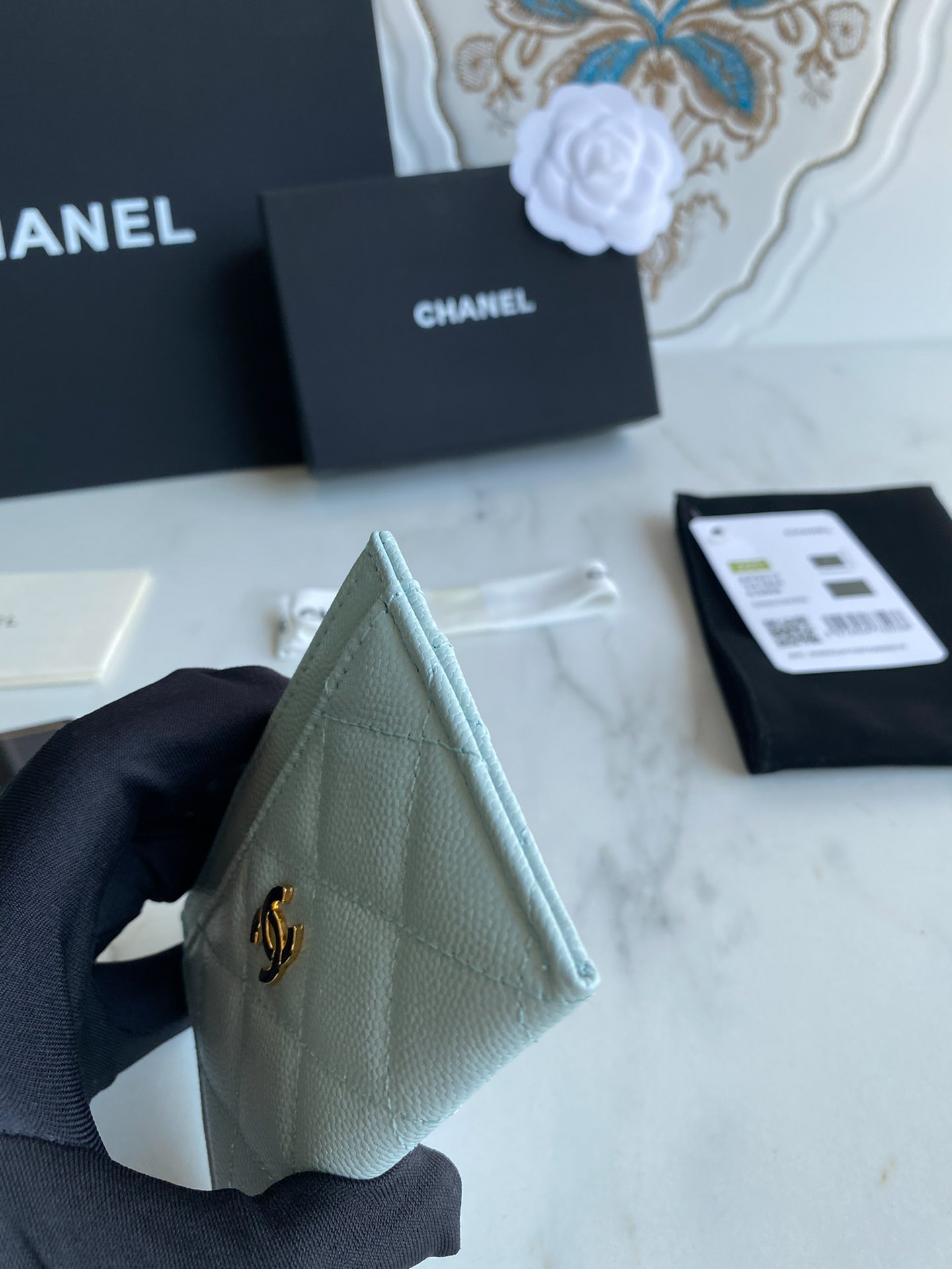 Ví Chanel Classic Card Holder Blue Baby