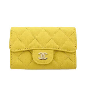 Ví Chanel Classic Gold Grained Calfskin Card Wallet Yellow