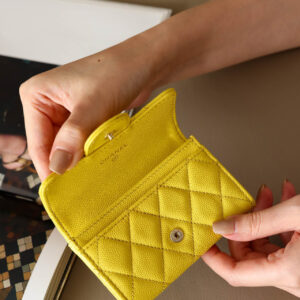 Ví Chanel Classic Gold Grained Calfskin Card Wallet Yellow