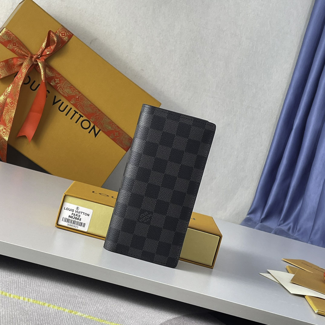 Ví Dài Nam Louis Vuitton Brazza Damier Graphite Màu Đen