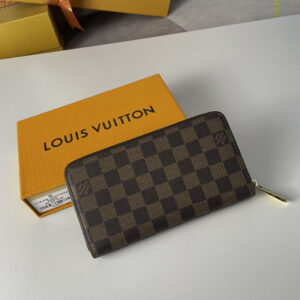 Ví Dài Nam Louis Vuitton Damier Ebene Canvas Zippy Màu Nâu