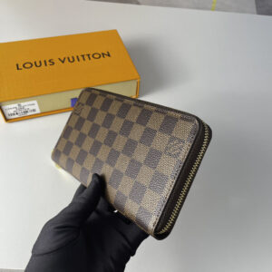 Ví Dài Nam Louis Vuitton Damier Ebene Canvas Zippy Màu Nâu