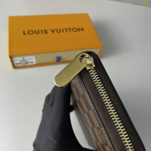 Ví Dài Nam Louis Vuitton Damier Ebene Canvas Zippy Màu Nâu