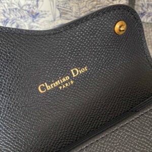 Ví Dior Saddle Bloom Card Holder Black Grained Calfskin
