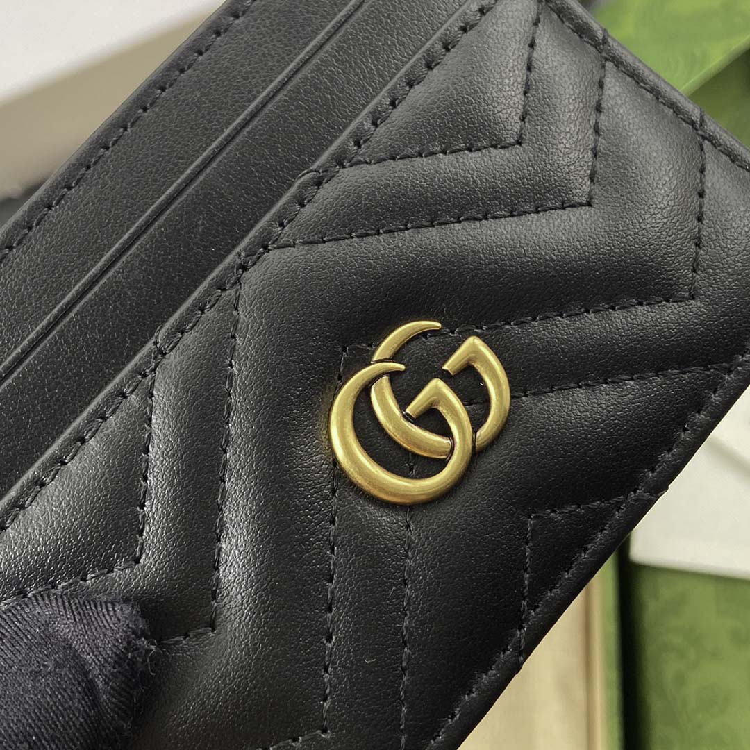 Ví Đựng Thẻ Gucci GG Marmont Quilted Leather Màu Đen