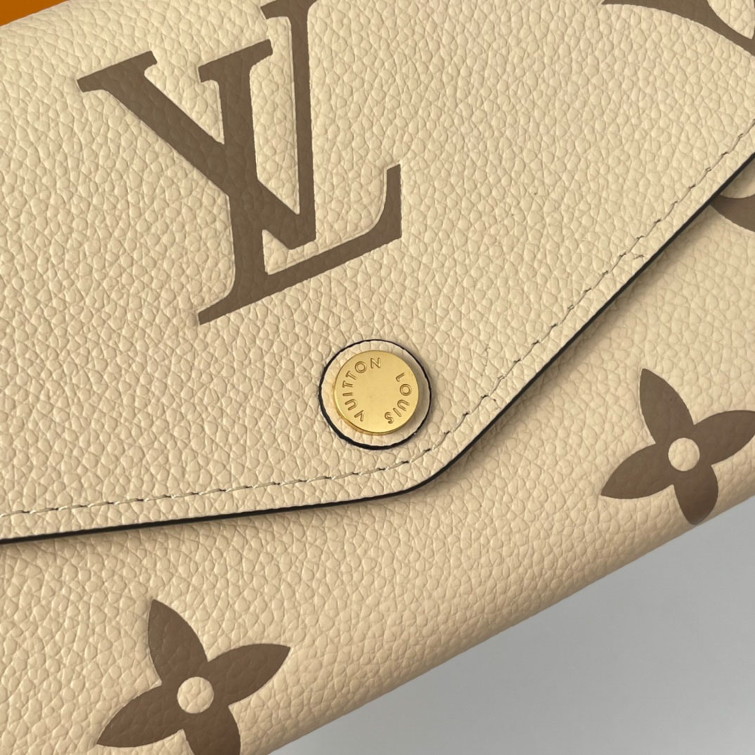 Ví Louis Vuitton Portefeuille Sarah Monogram Empreinte Long Wallet Beige