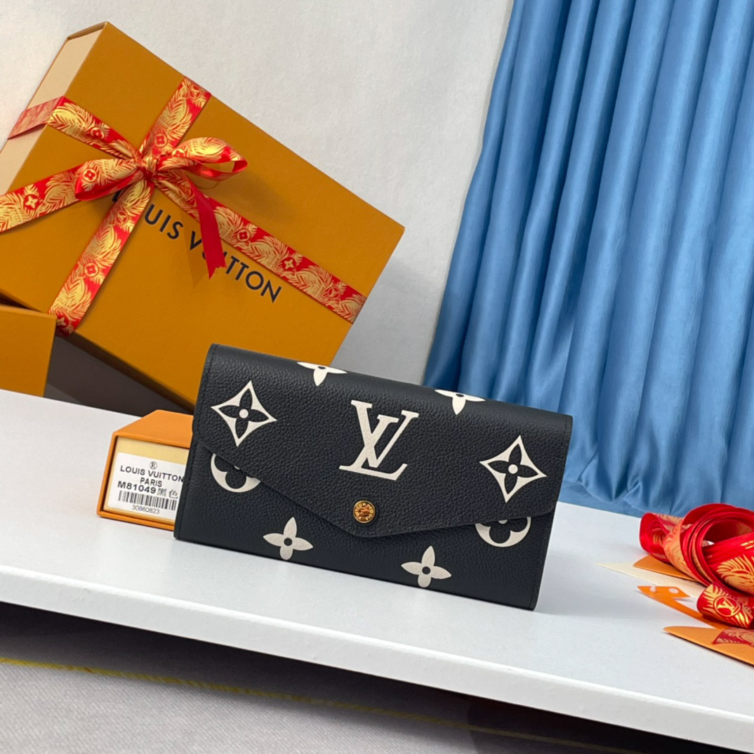Ví Louis Vuitton Portefeuille Sarah Monogram Empreinte Long Wallet Black