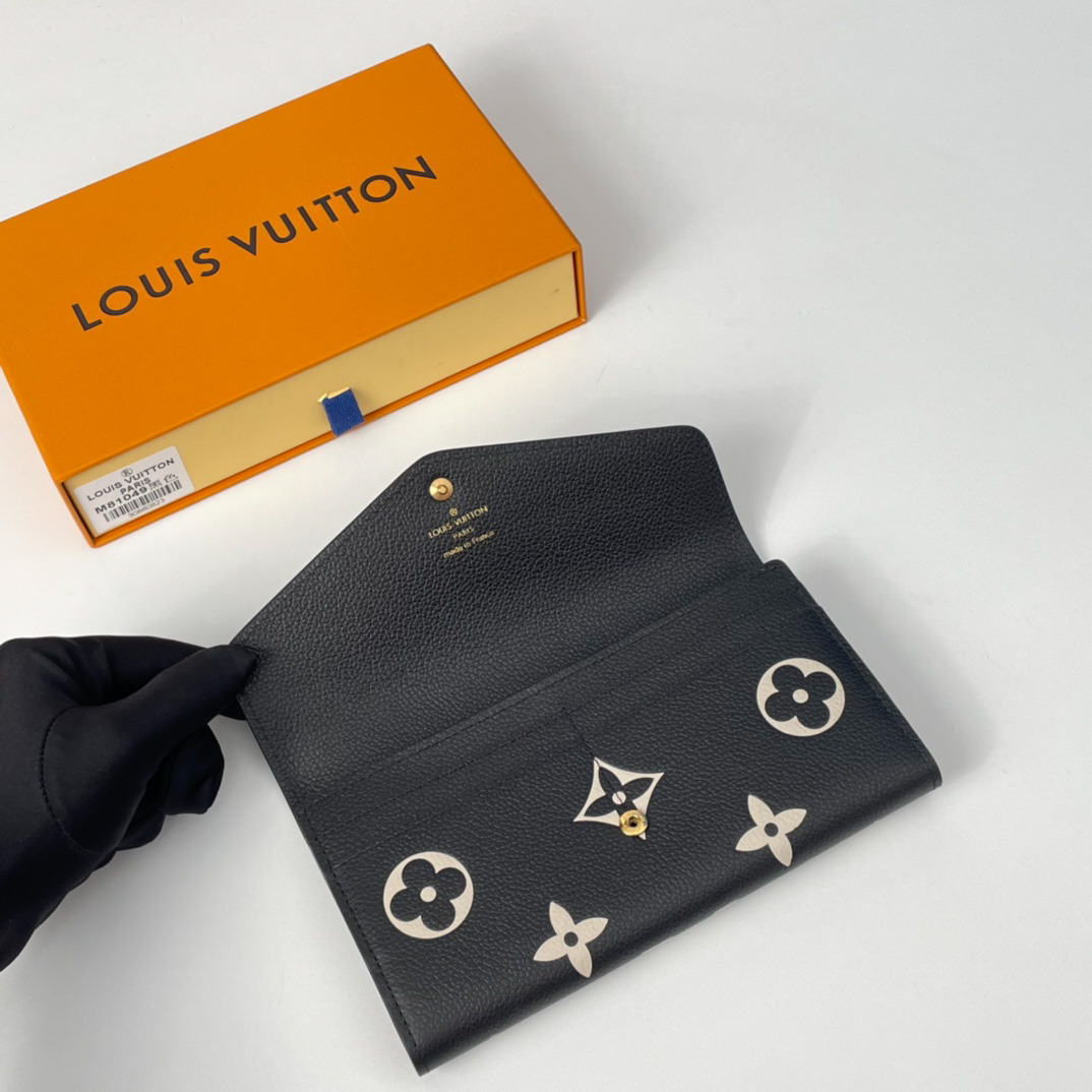 Ví Louis Vuitton Portefeuille Sarah Monogram Empreinte Long Wallet Black