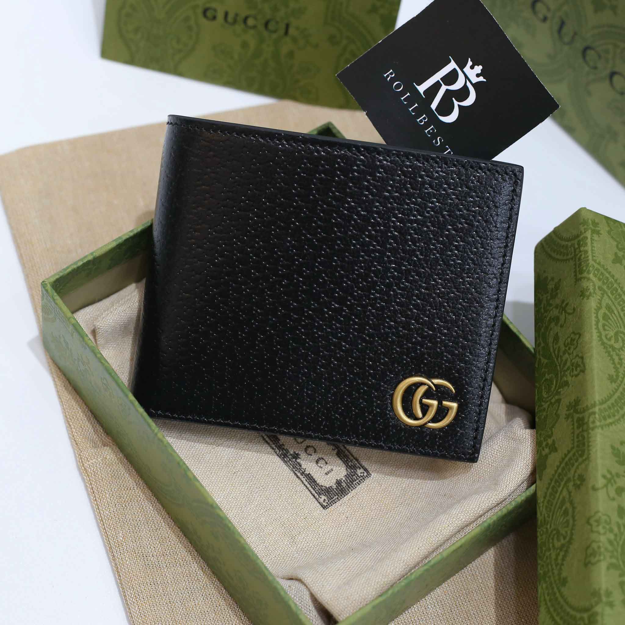 Ví Nam Ngắn Gucci GG Marmont Black Leather  