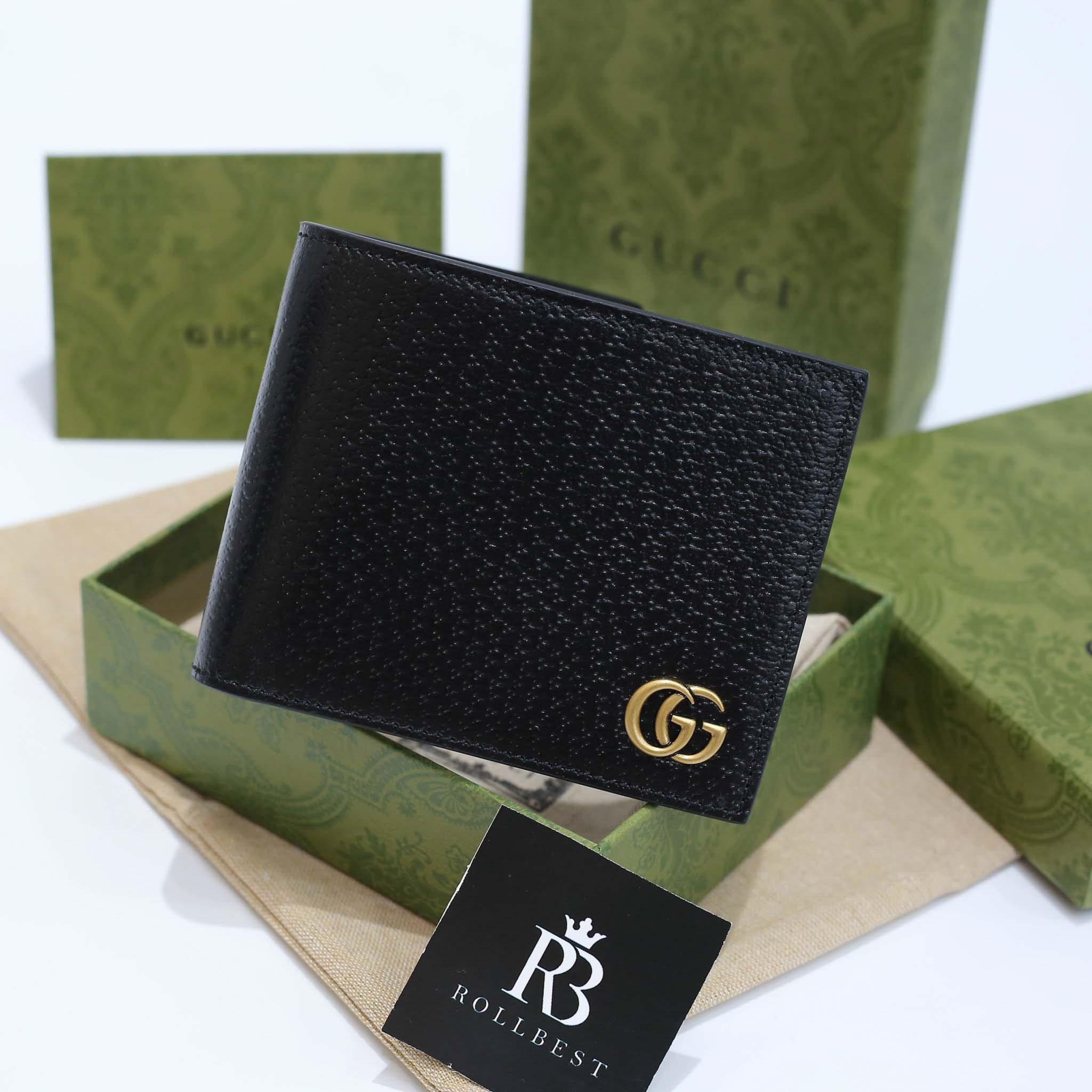 Ví Nam Ngắn Gucci GG Marmont Black Leather  