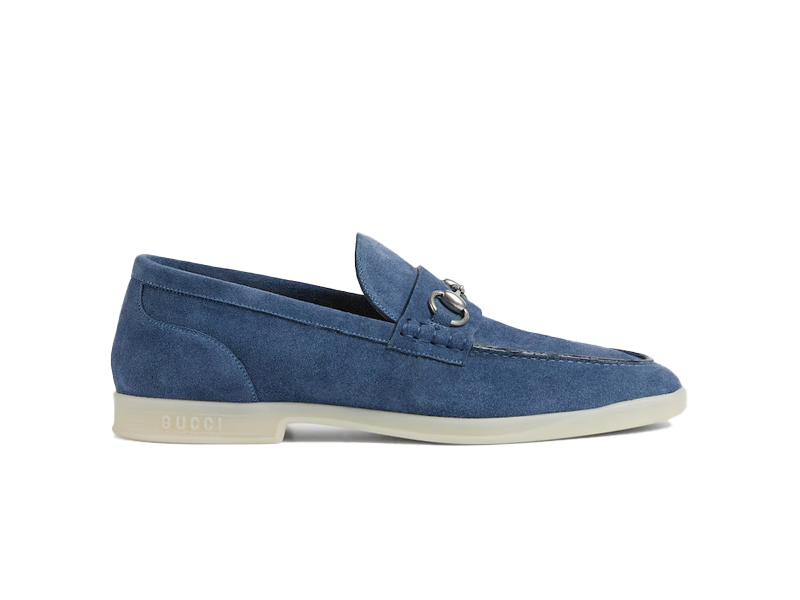 Giày Gucci Men's Loafer With Horsebit Blue Suede