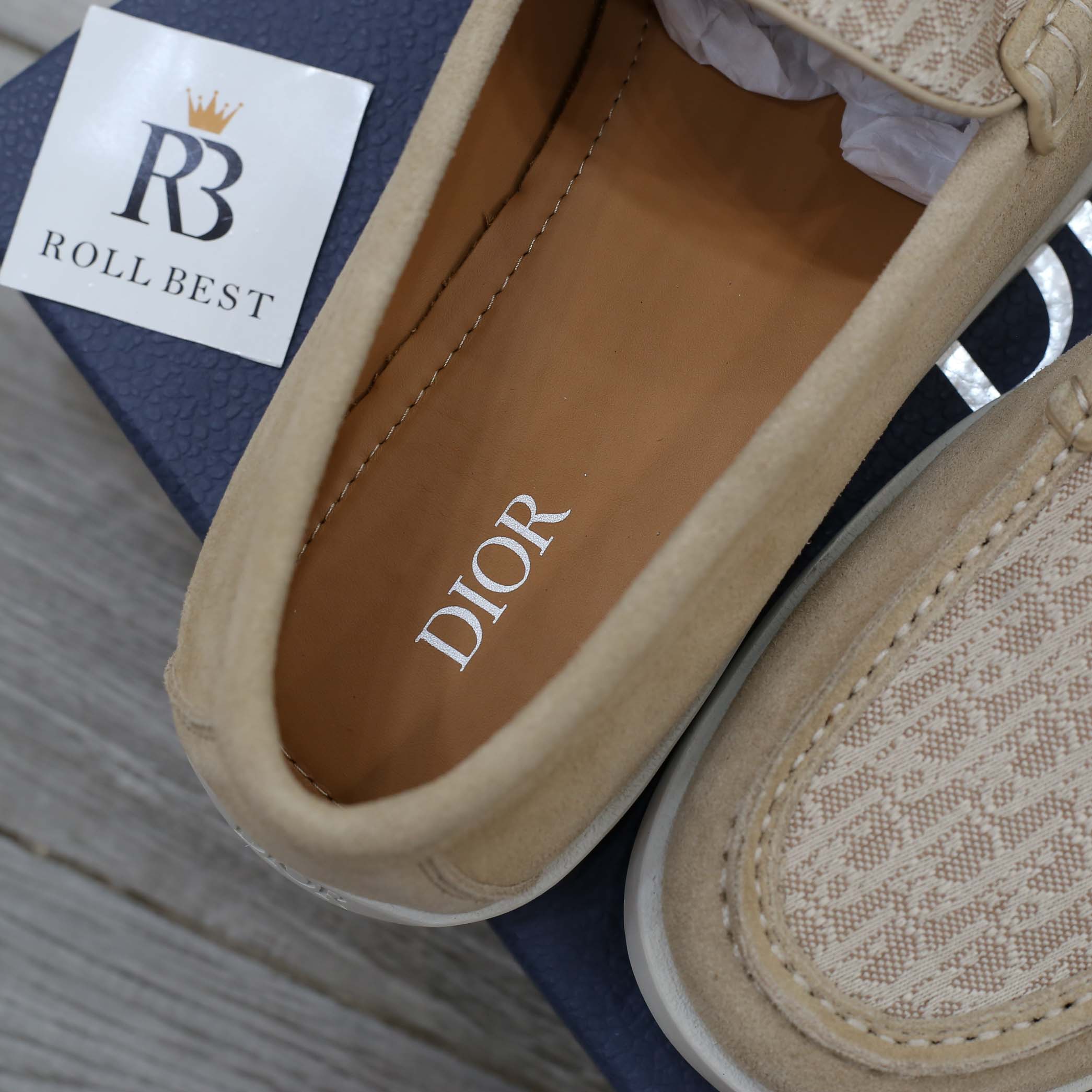 Giày Nam Dior Granville Loafer Beige màu Be da Lộn