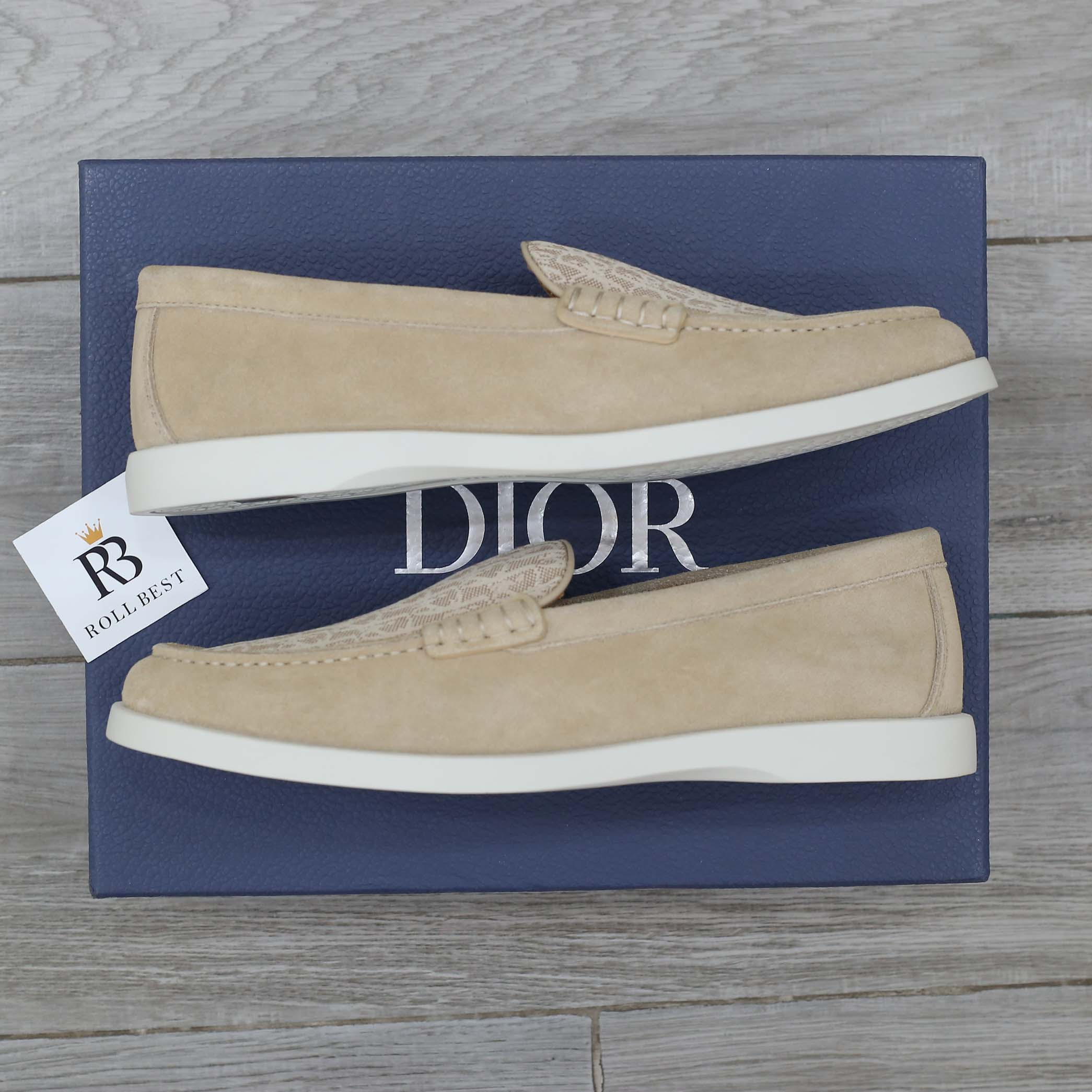 Giày Nam Dior Granville Loafer Beige màu Be da Lộn