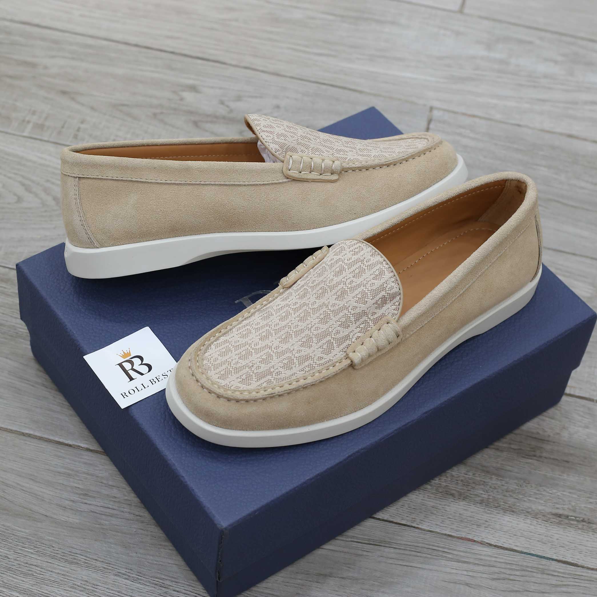 Giày Nam Dior Granville Loafer Beige màu Be da Lộn