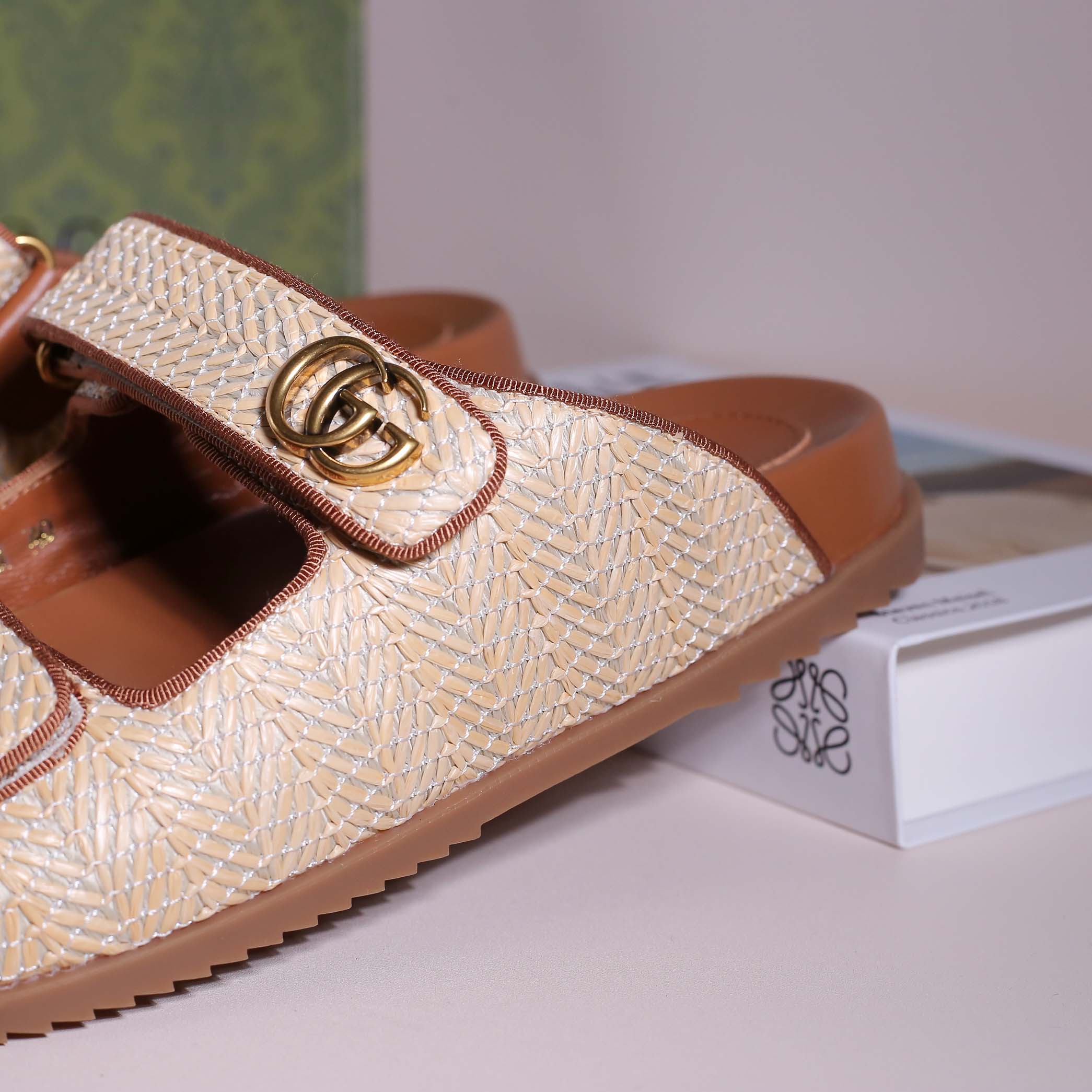 Dép gucci sandal double G Brown