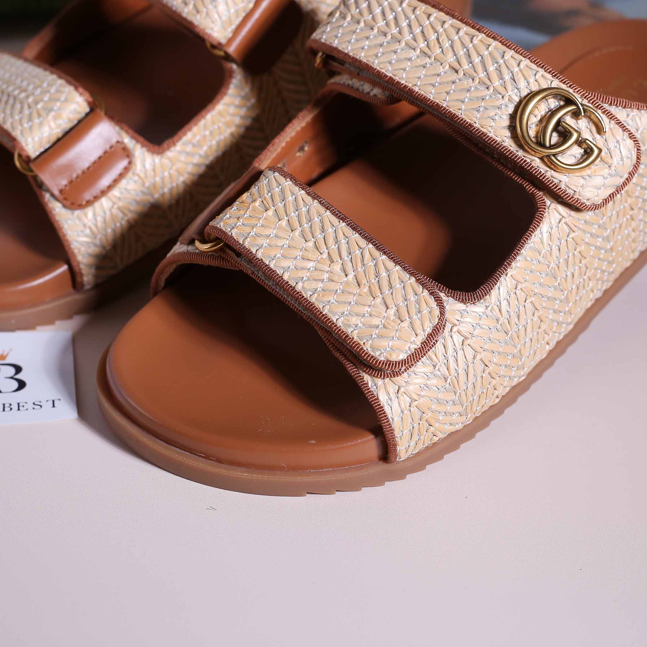 Dép gucci sandal double G Brown