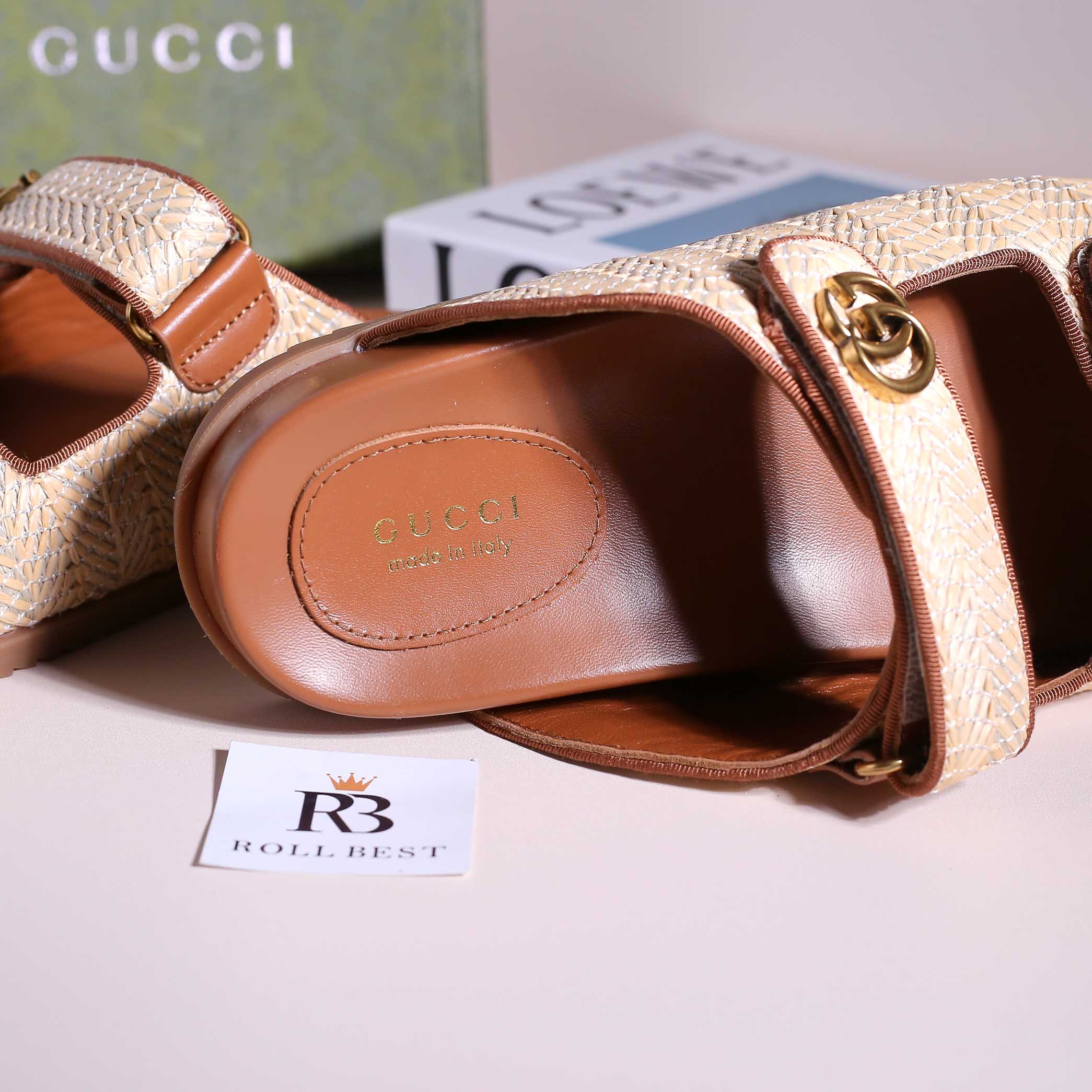 Dép gucci sandal double G Brown