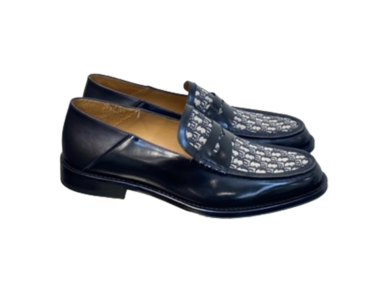 Giày Dior Timeless Loafer Black Polished Calfskin witn Dior Oblique Gradient