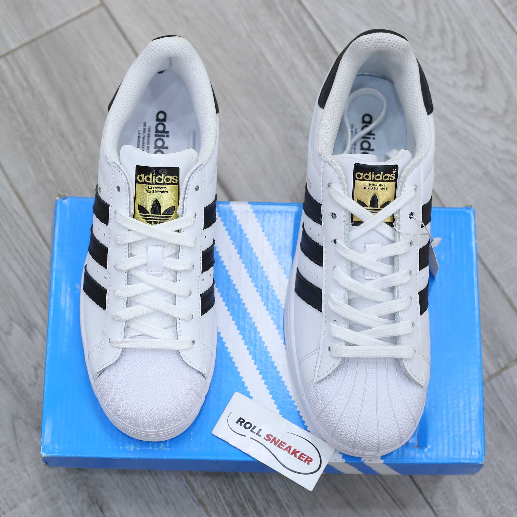 Giày Adidas Superstar trắng sọc đen