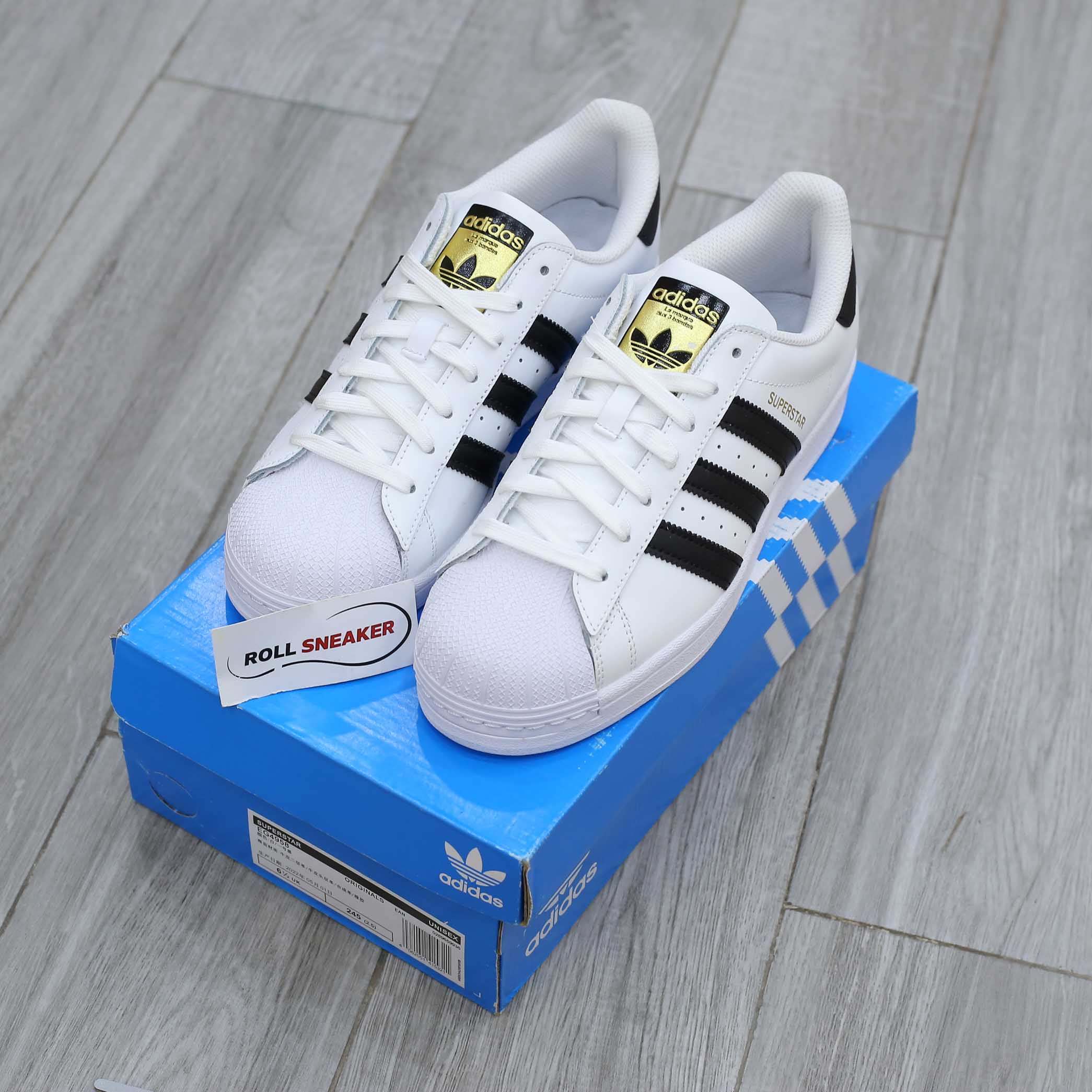 Giày Adidas Superstar trắng sọc đen