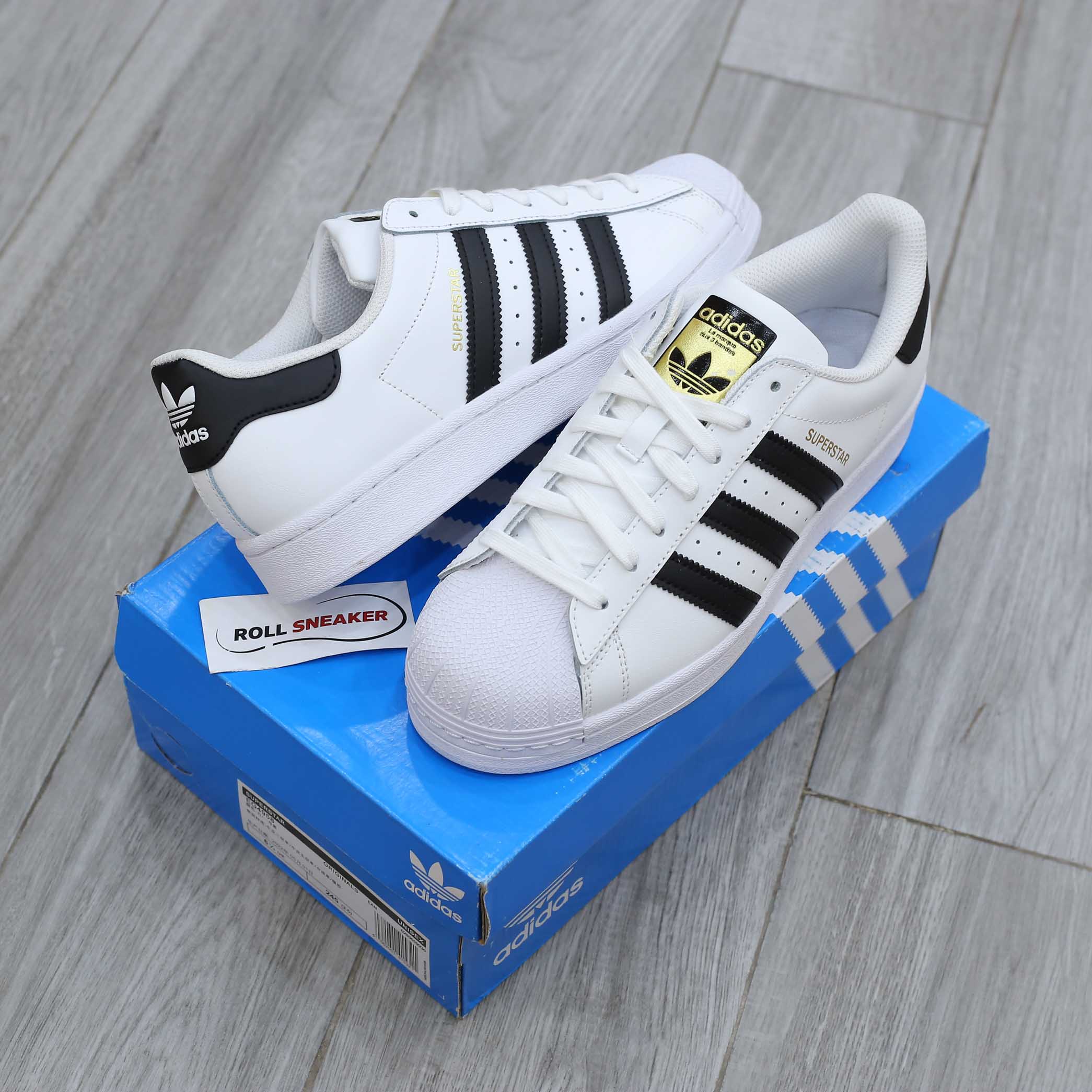 Giày Adidas Superstar trắng sọc đen