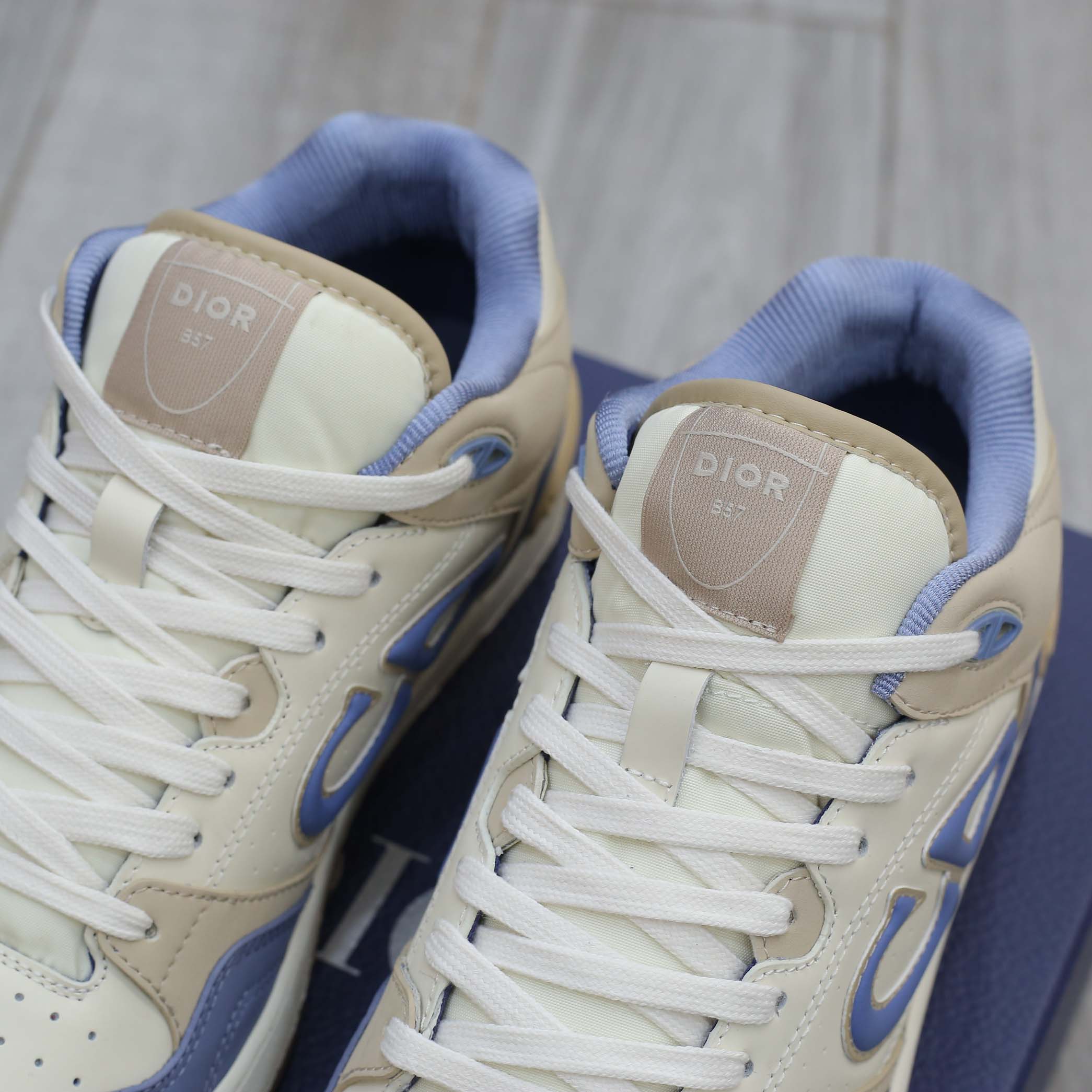 Giày Dior B57 Mid Blue Cream and Beige Suede