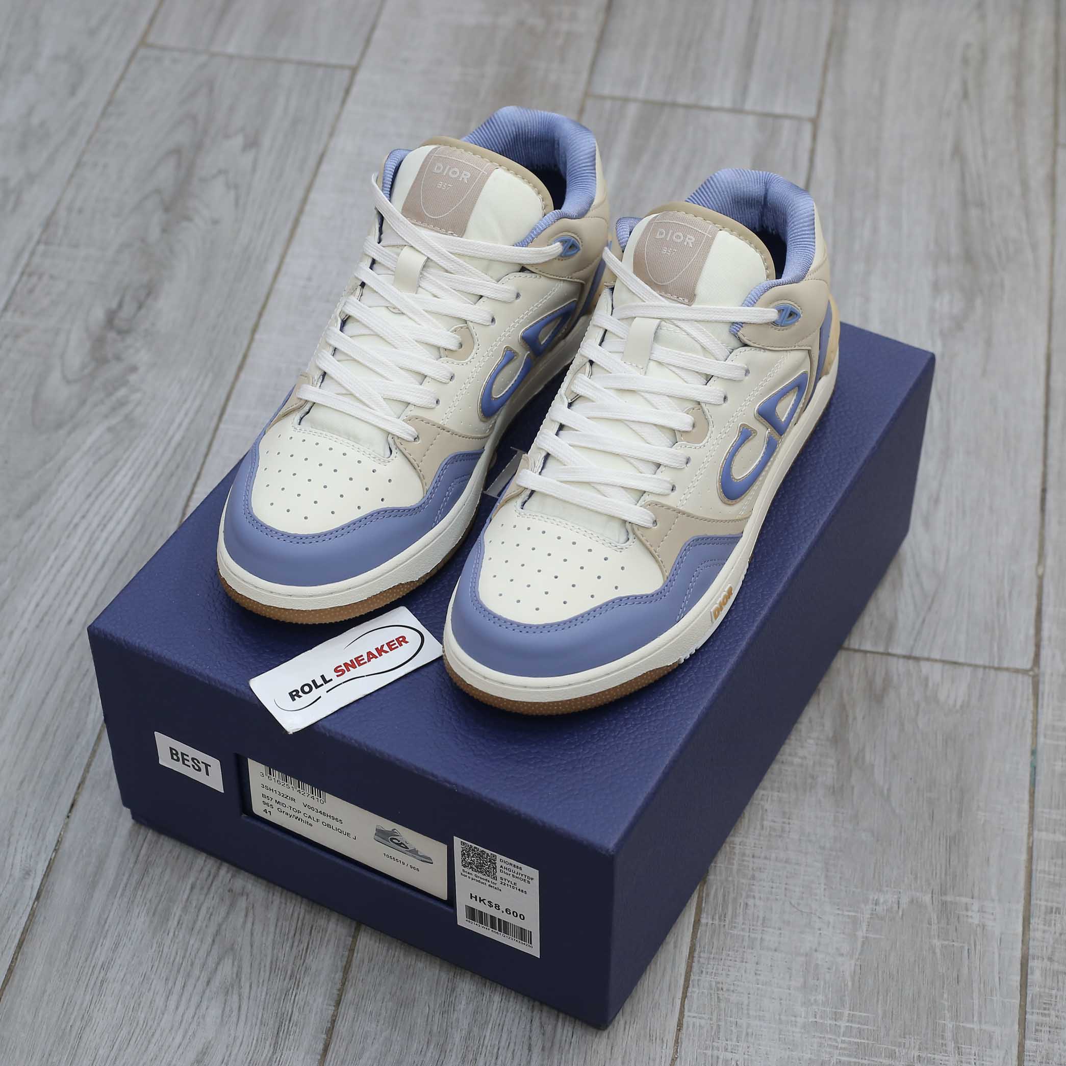 Giày Dior B57 Mid Blue Cream and Beige Suede