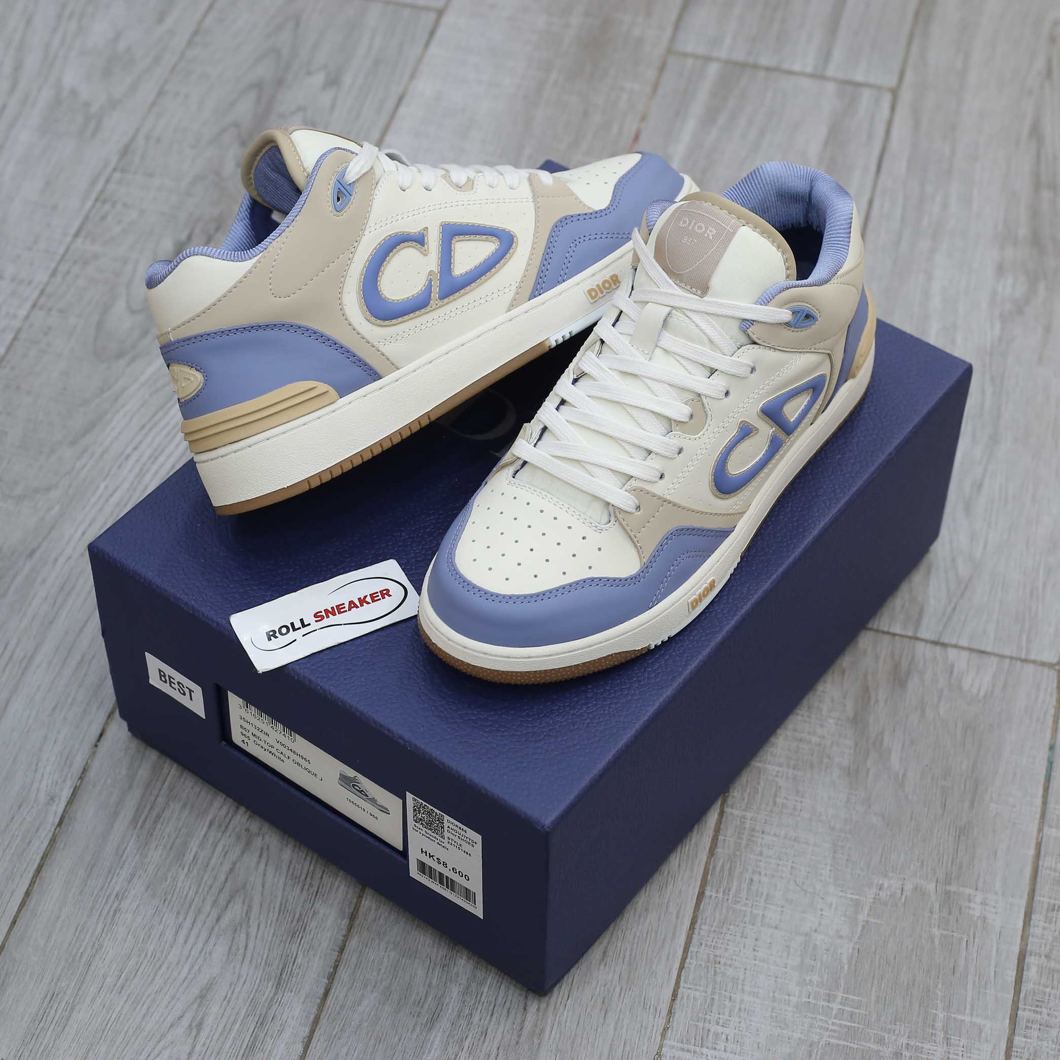 Giày Dior B57 Mid Blue Cream and Beige Suede