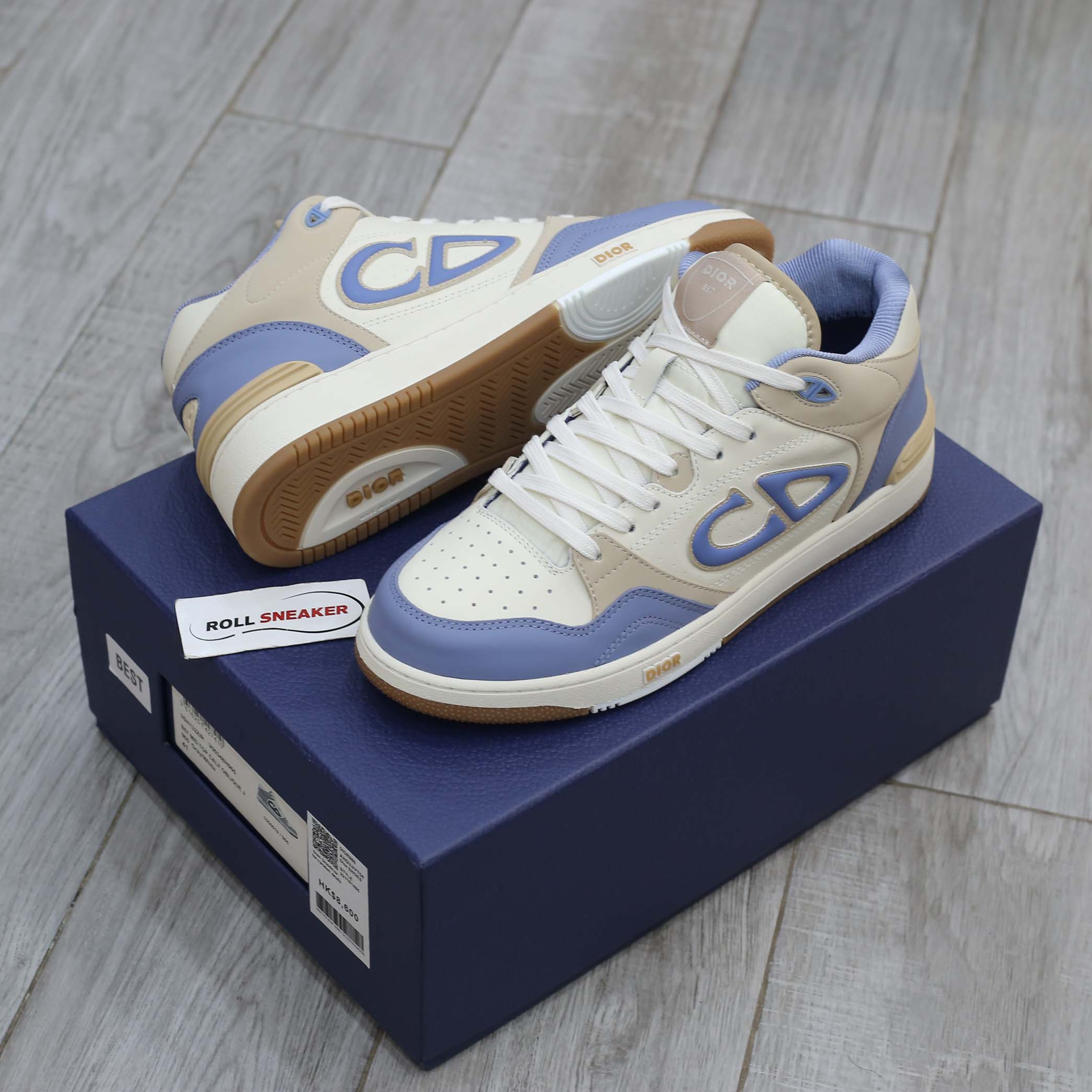 Giày Dior B57 Mid Blue Cream and Beige Suede