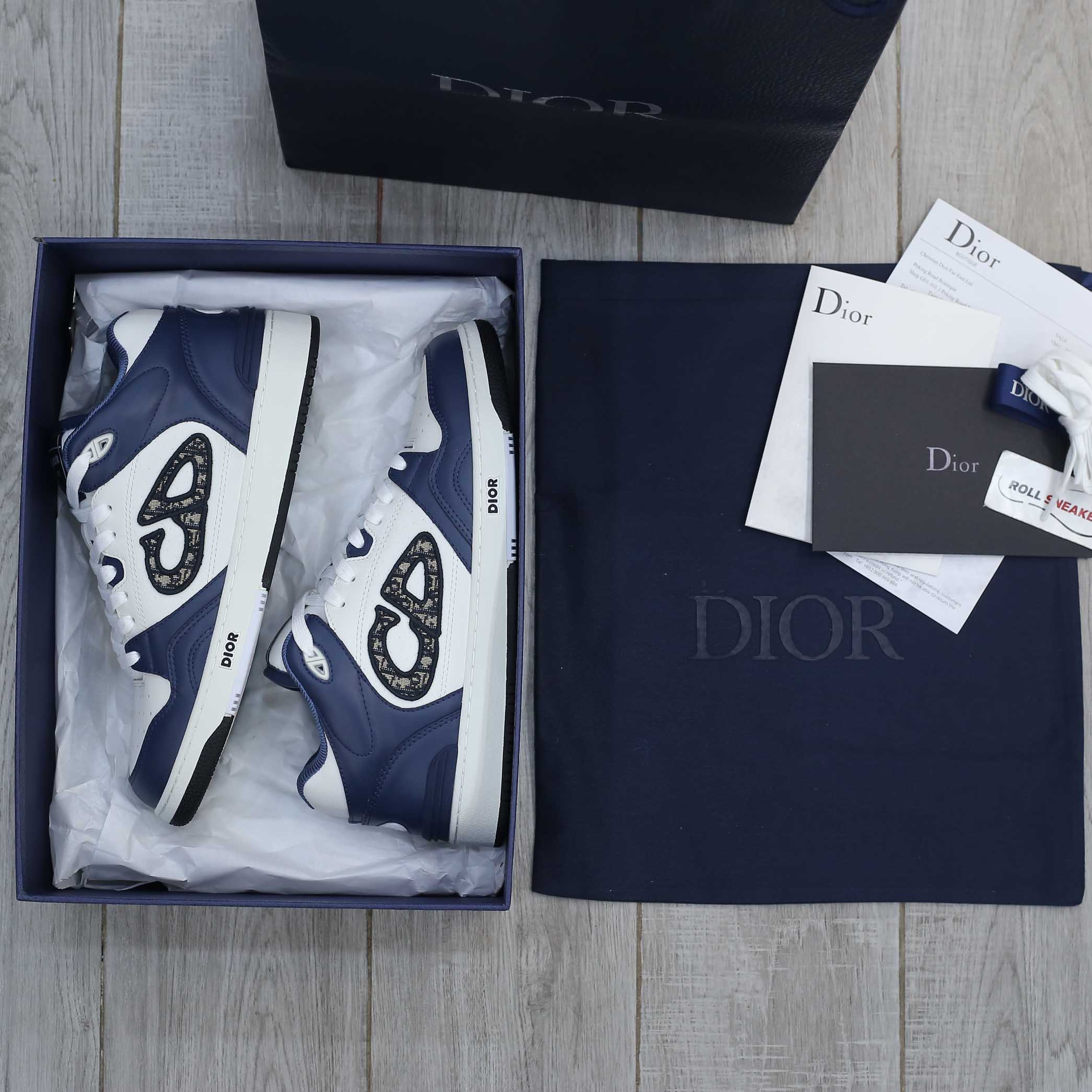 Giày Dior B57 Mid Navy Blue White Dior Oblique Jacquard