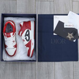 Giày Dior B57 Mid Red White Dior Oblique Jacquard