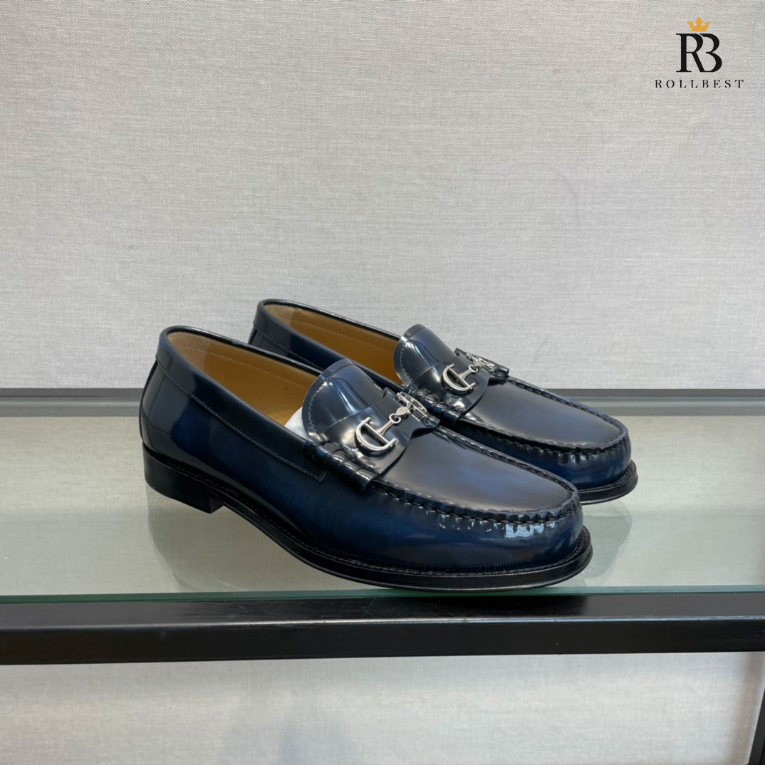 Giày Dior CD LOAFER Xanh Navy Bóng