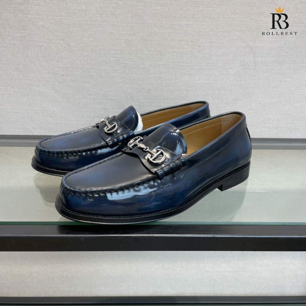 Giày Dior CD LOAFER Xanh Navy Bóng