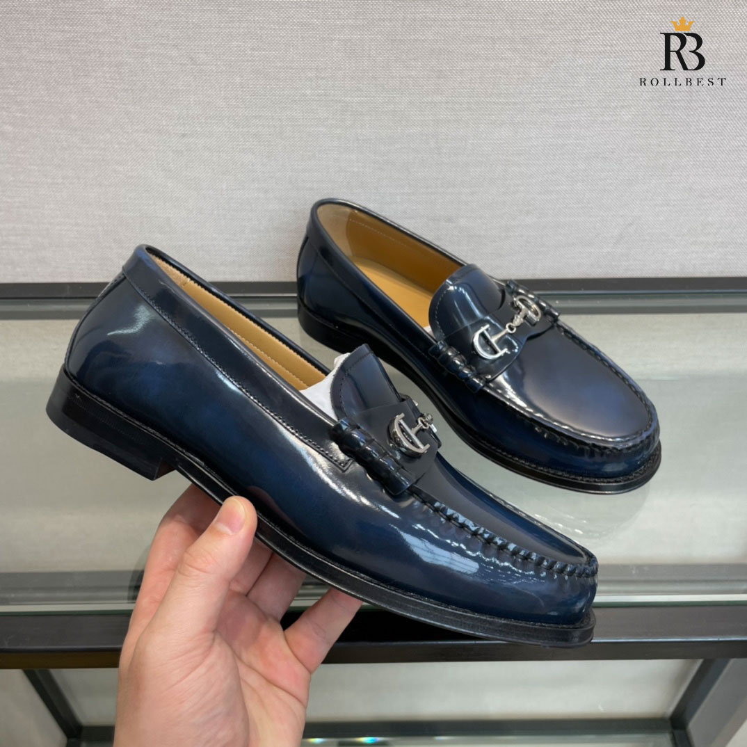 Giày Dior CD LOAFER Xanh Navy Bóng