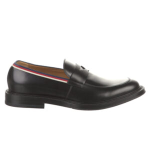 Giày Gucci Loafer Đen Da Bóng Viền Kẻ