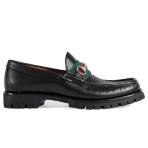 Giày Gucci Three Stripe Horsebit Black