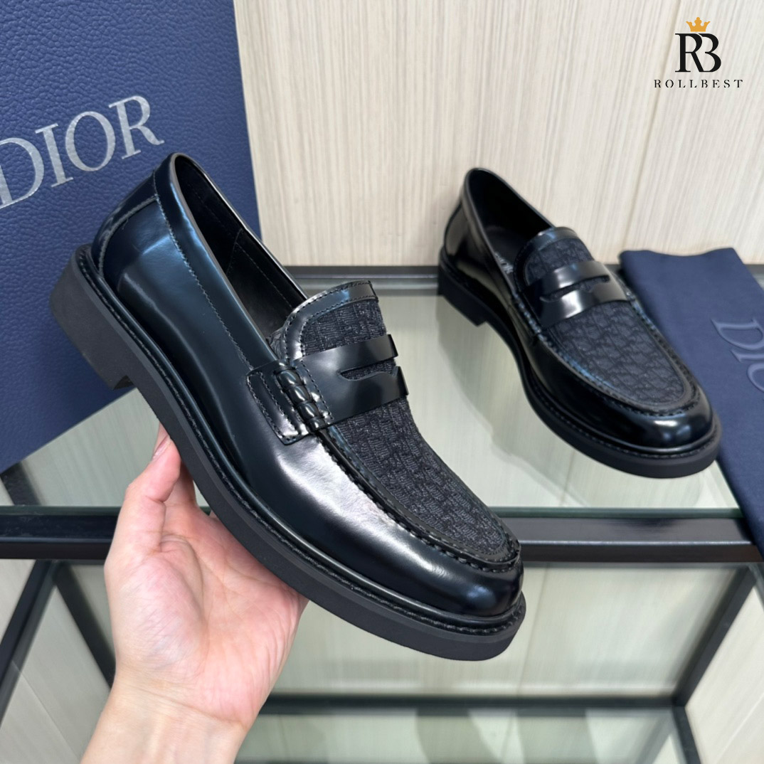 GIÀY Loafer Dior Black Canvas And Leather Explorer