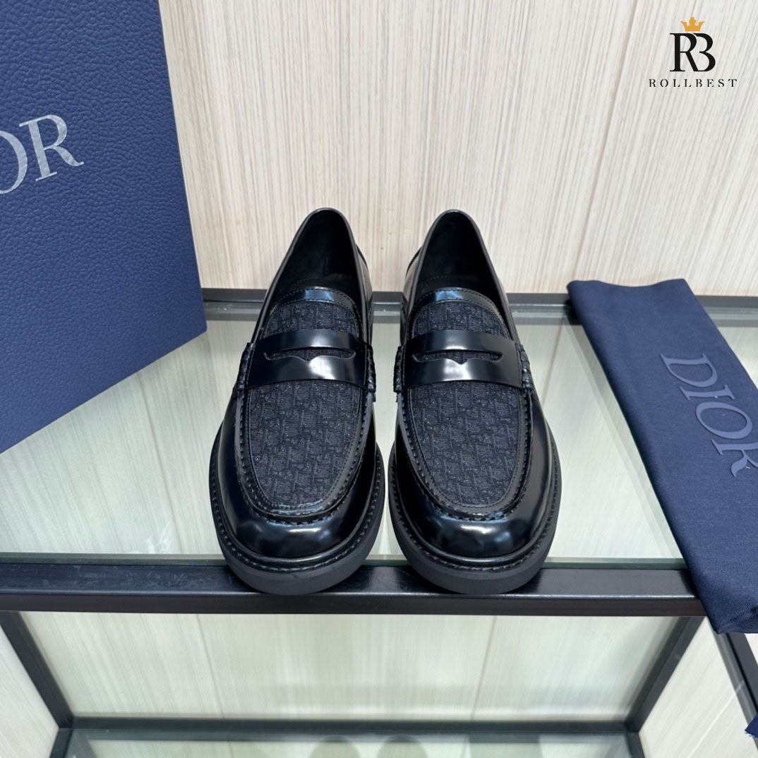 GIÀY Loafer Dior Black Canvas And Leather Explorer