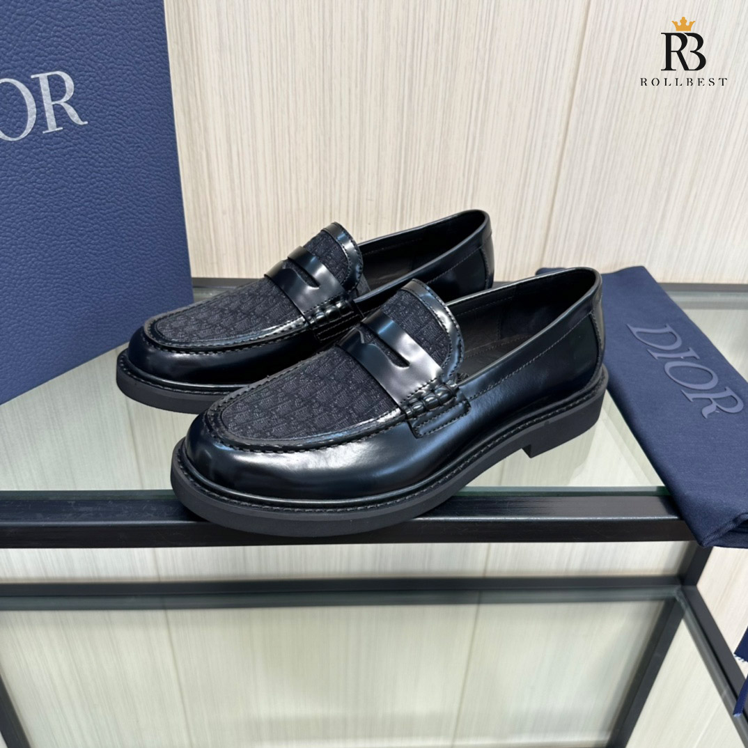 GIÀY Loafer Dior Black Canvas And Leather Explorer