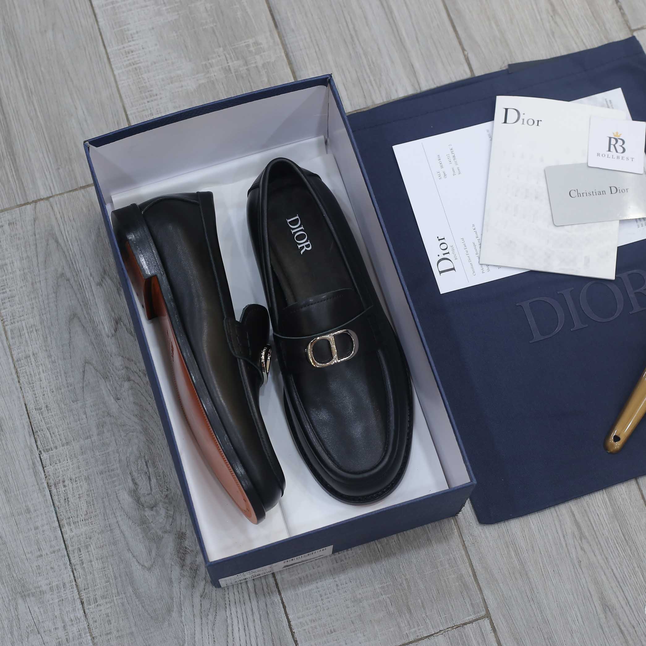 Giày Loafer Dior Nam Logo CD Black Đen Smooth Calfskin