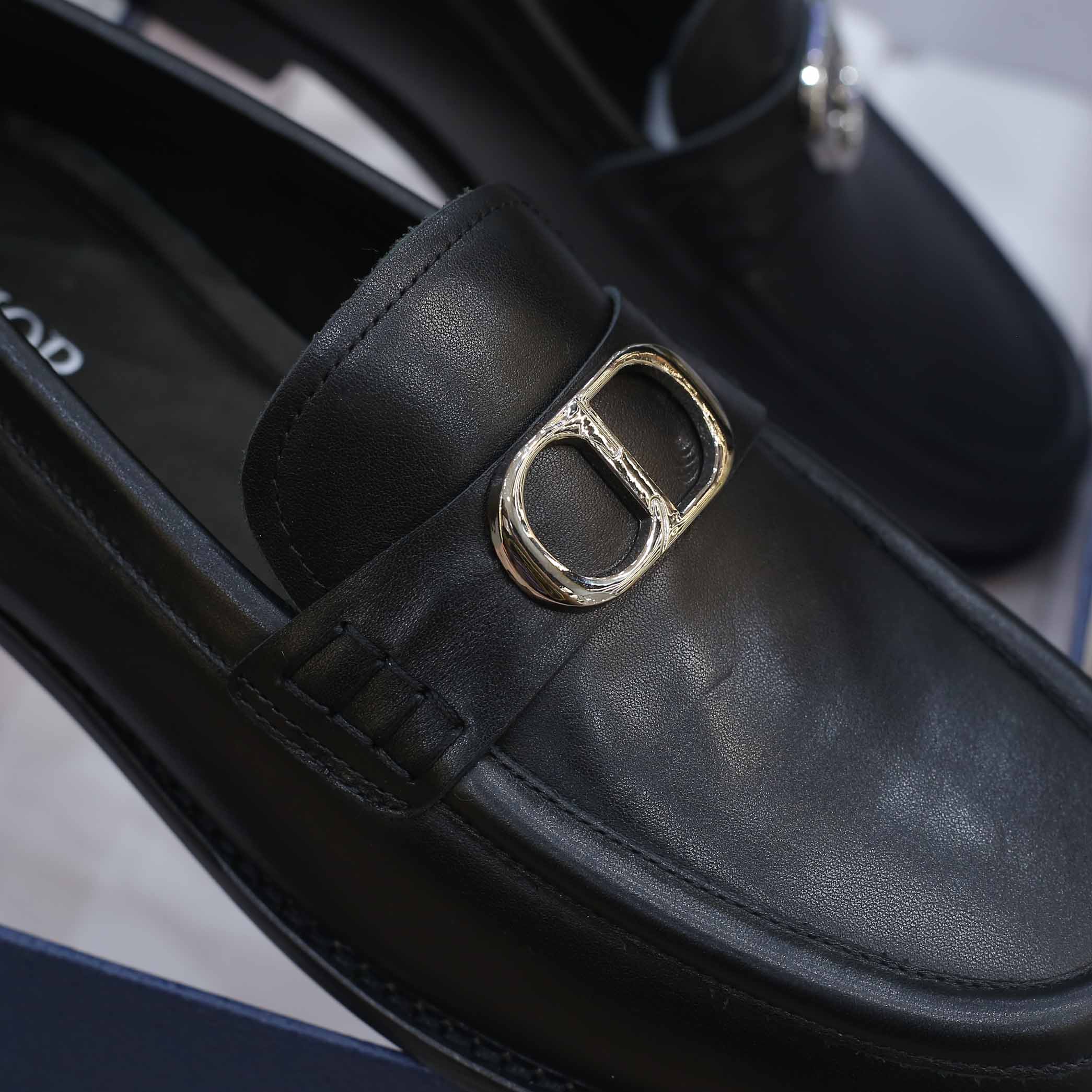 Giày Loafer Dior Nam Logo CD Black Đen Smooth Calfskin