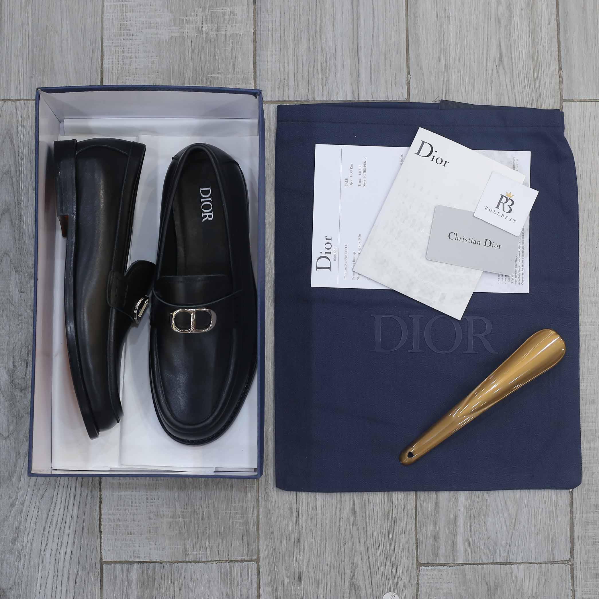 Giày Loafer Dior Nam Logo CD Black Đen Smooth Calfskin