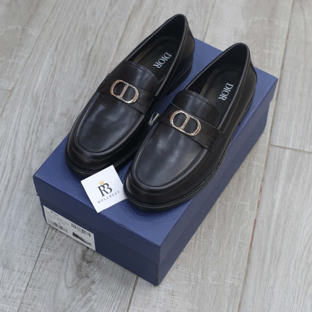 Giày Loafer Dior Nam Logo CD Black Đen Smooth Calfskin