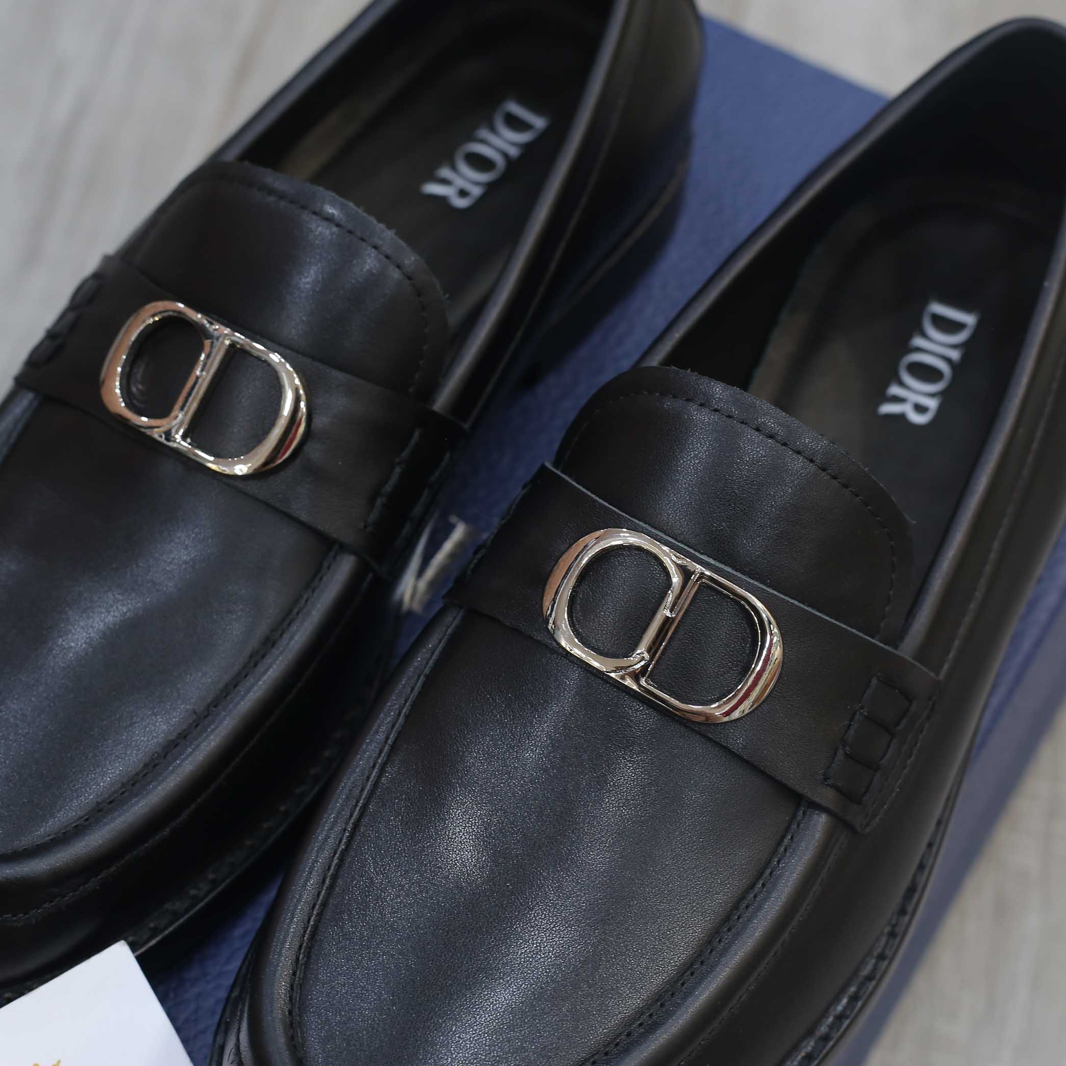 Giày Loafer Dior Nam Logo CD Black Đen Smooth Calfskin