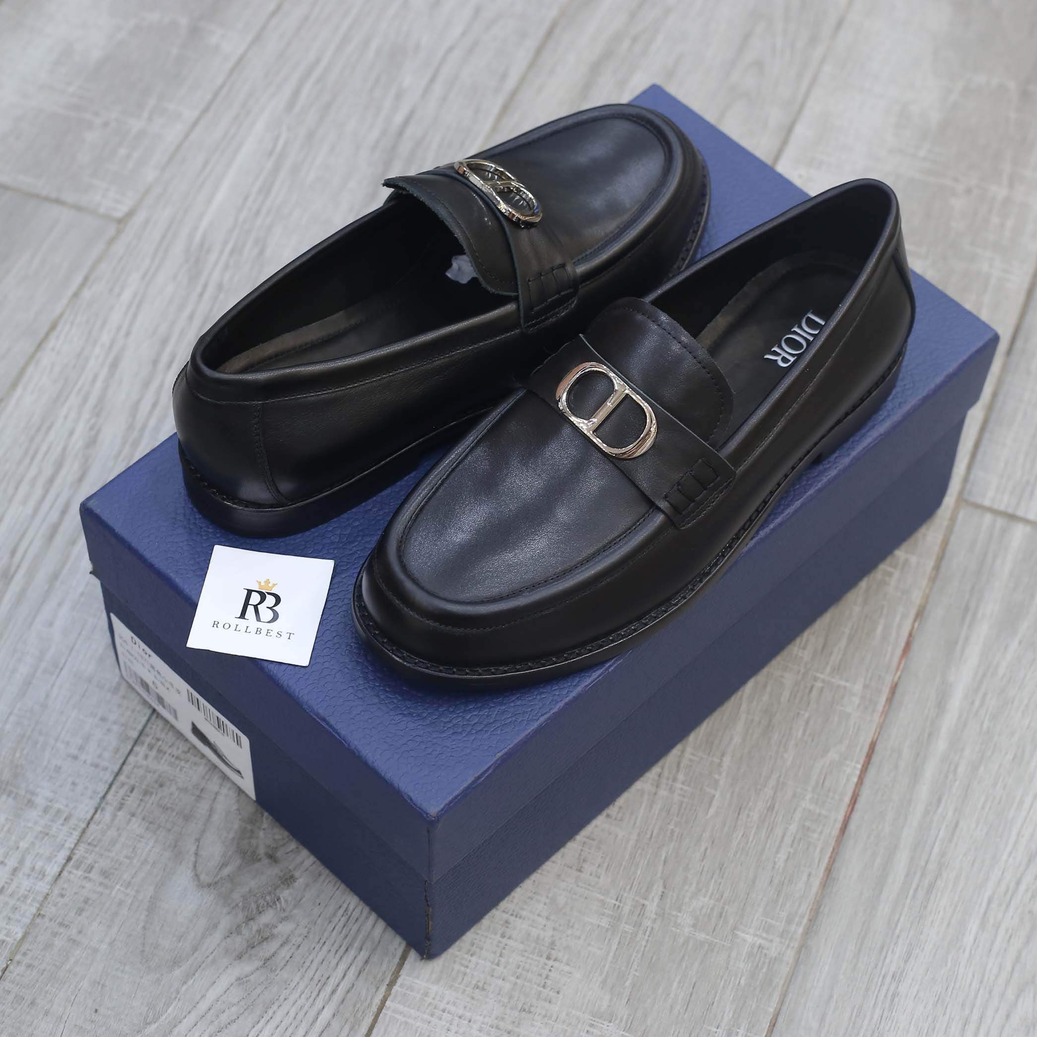 Giày Loafer Dior Nam Logo CD Black Đen Smooth Calfskin