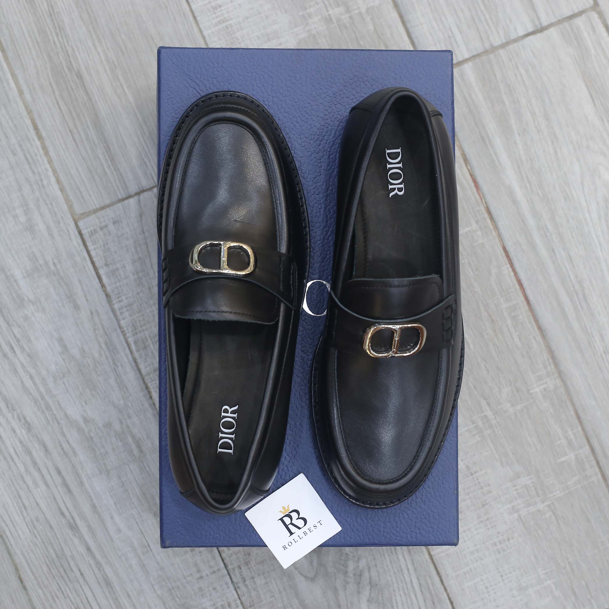 Giày Loafer Dior Nam Logo CD Black Đen Smooth Calfskin