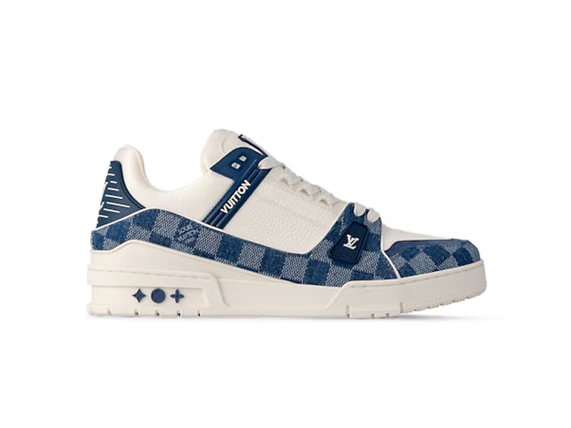 Giày Louis Vuitton LV Trainer Damier Denim Blue xanh