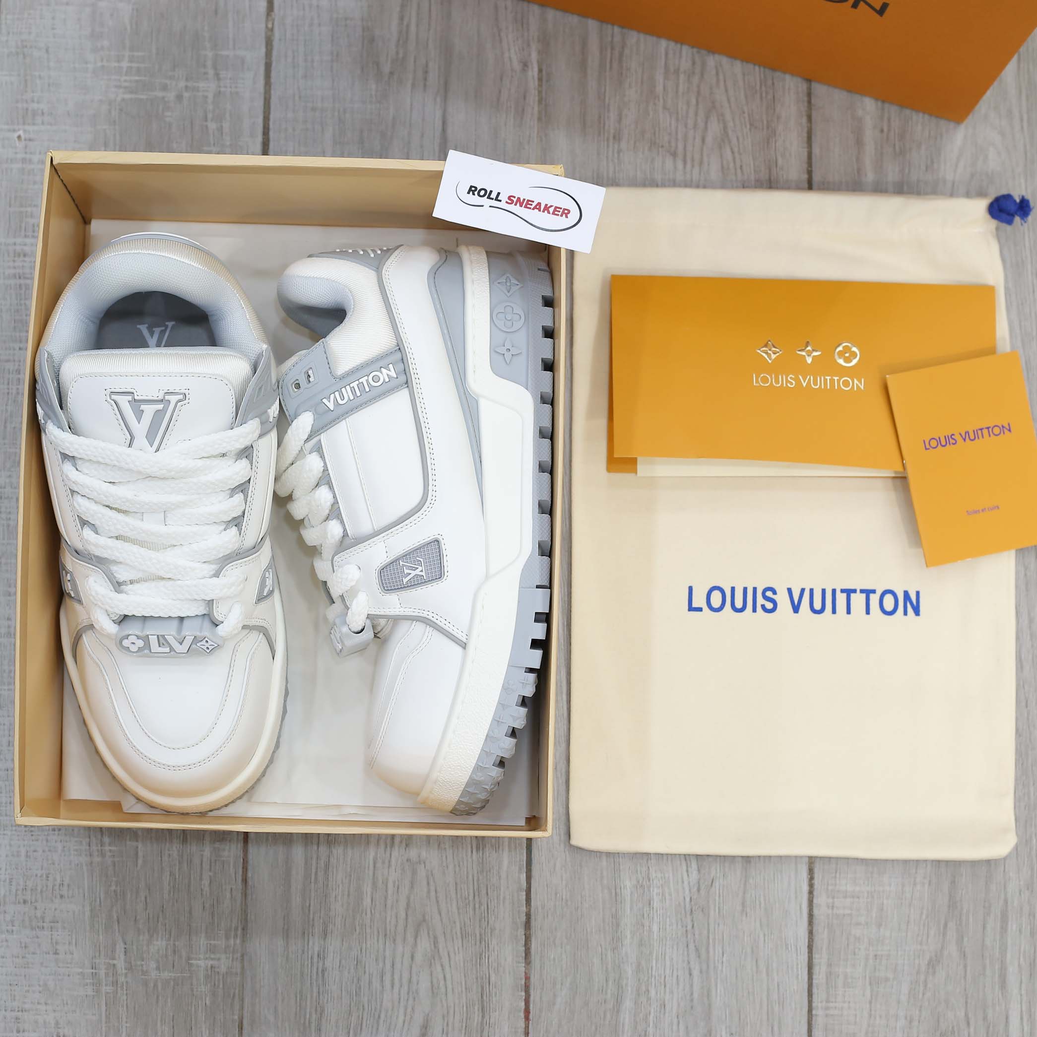 Giày Louis Vuitton LV Trainer Maxi White Grey